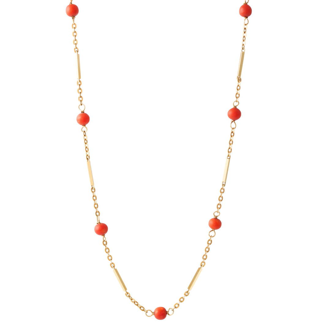 Italian 14k Gold And Coral Bead 16" Necklace