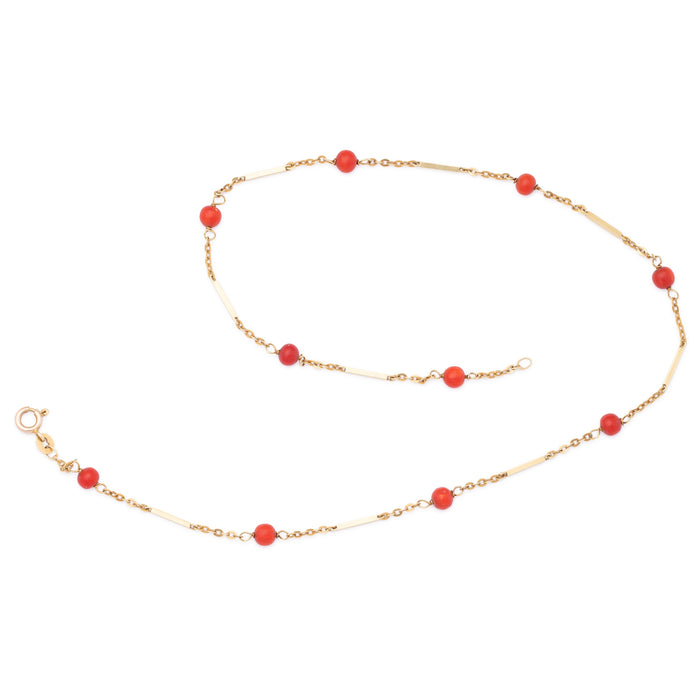 Italian 14k Gold And Coral Bead 16" Necklace