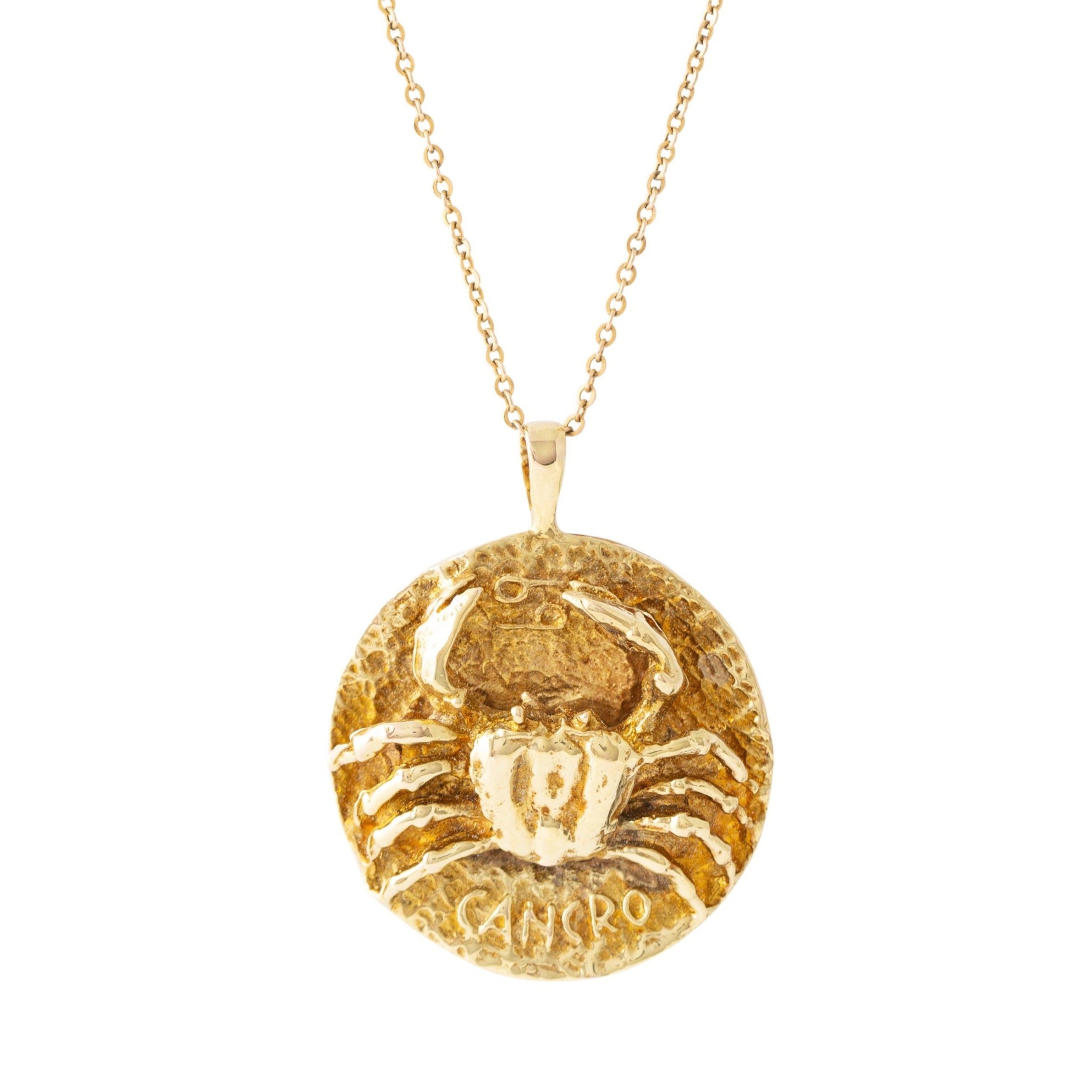 Cancer 14K Gold Pendant Zodiac Necklace