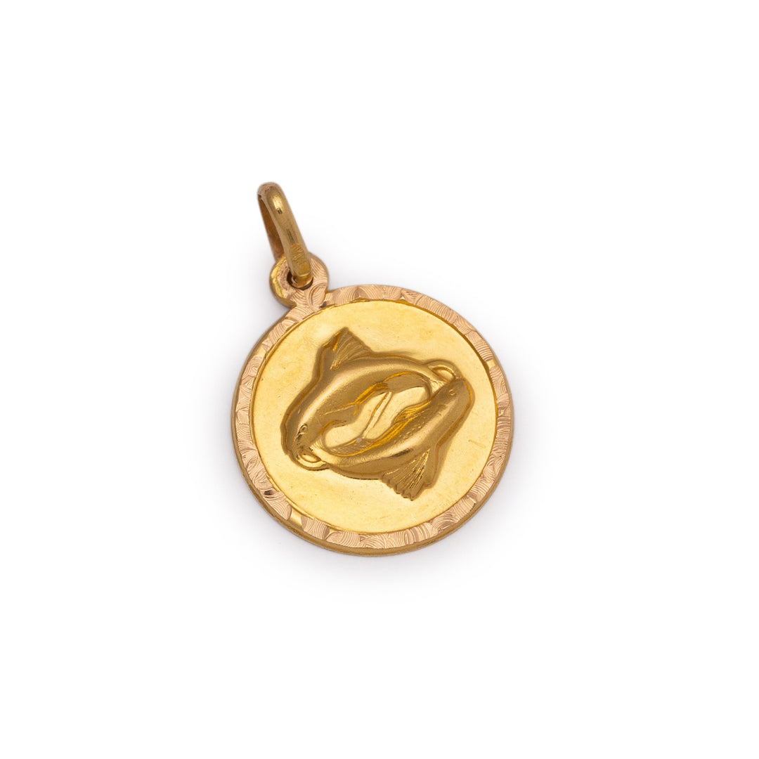 Pisces 14k Gold Disc Zodiac Charm
