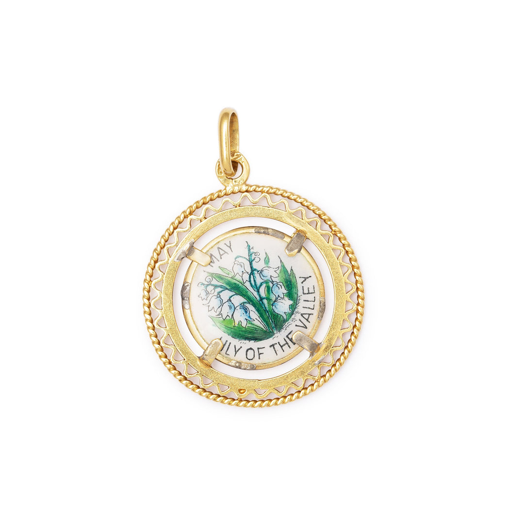 Double-sided Enamel and 14K Gold Taurus Charm