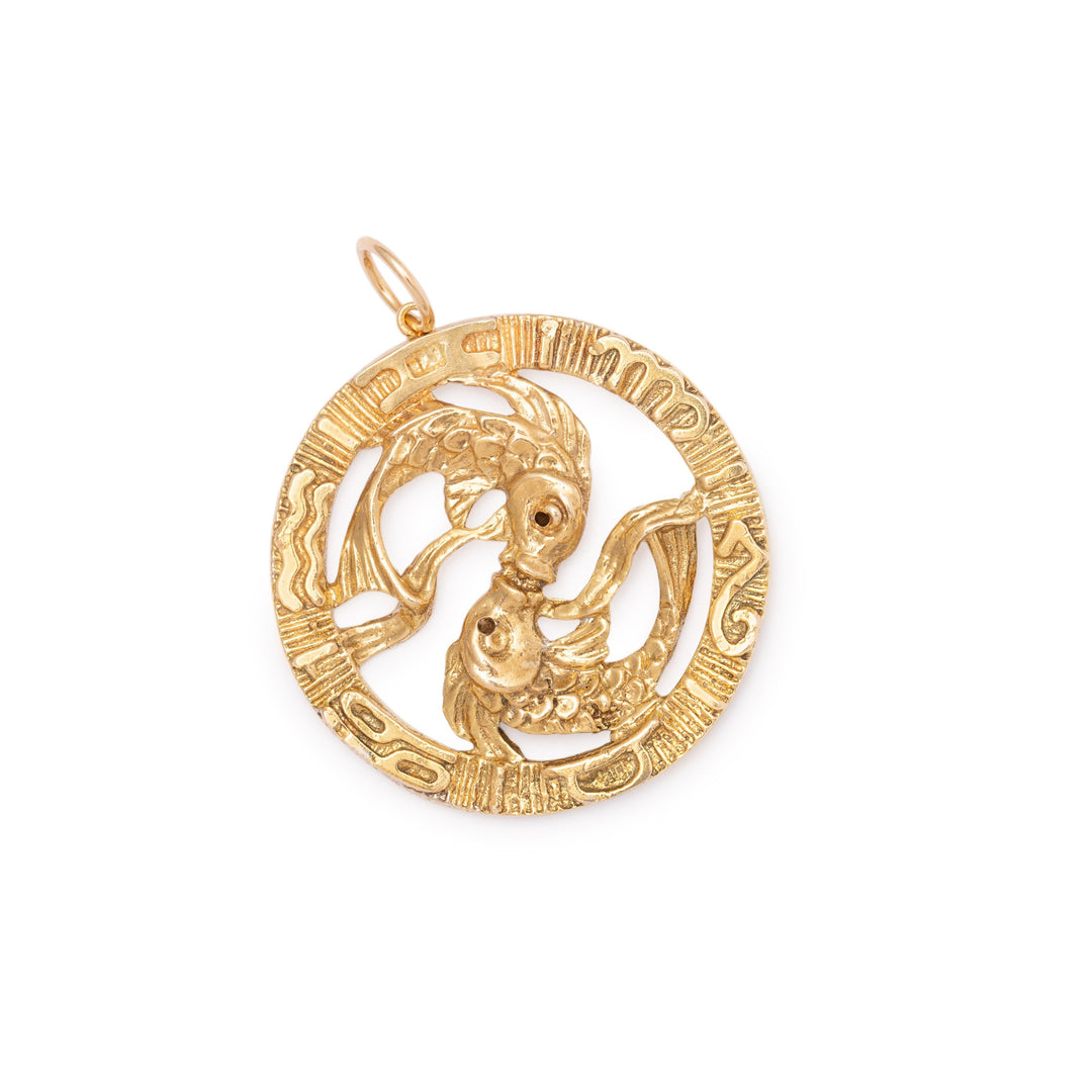 Pisces Diamond and 14K Gold Large Charm