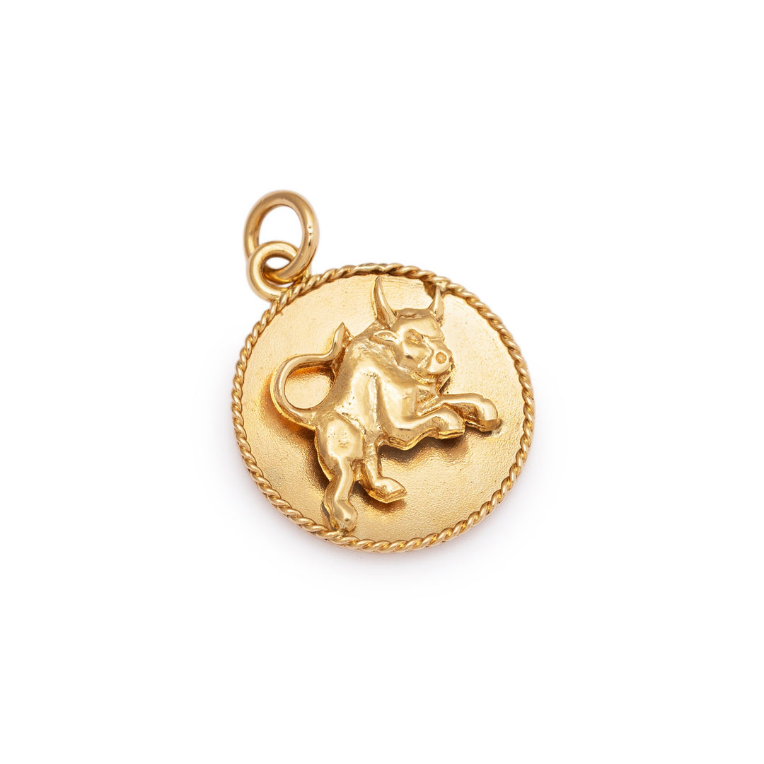 Taurus 14k Gold Domed Zodiac Charm