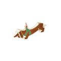 Modernist Dachshund 14k Gold And Enamel Dog Charm