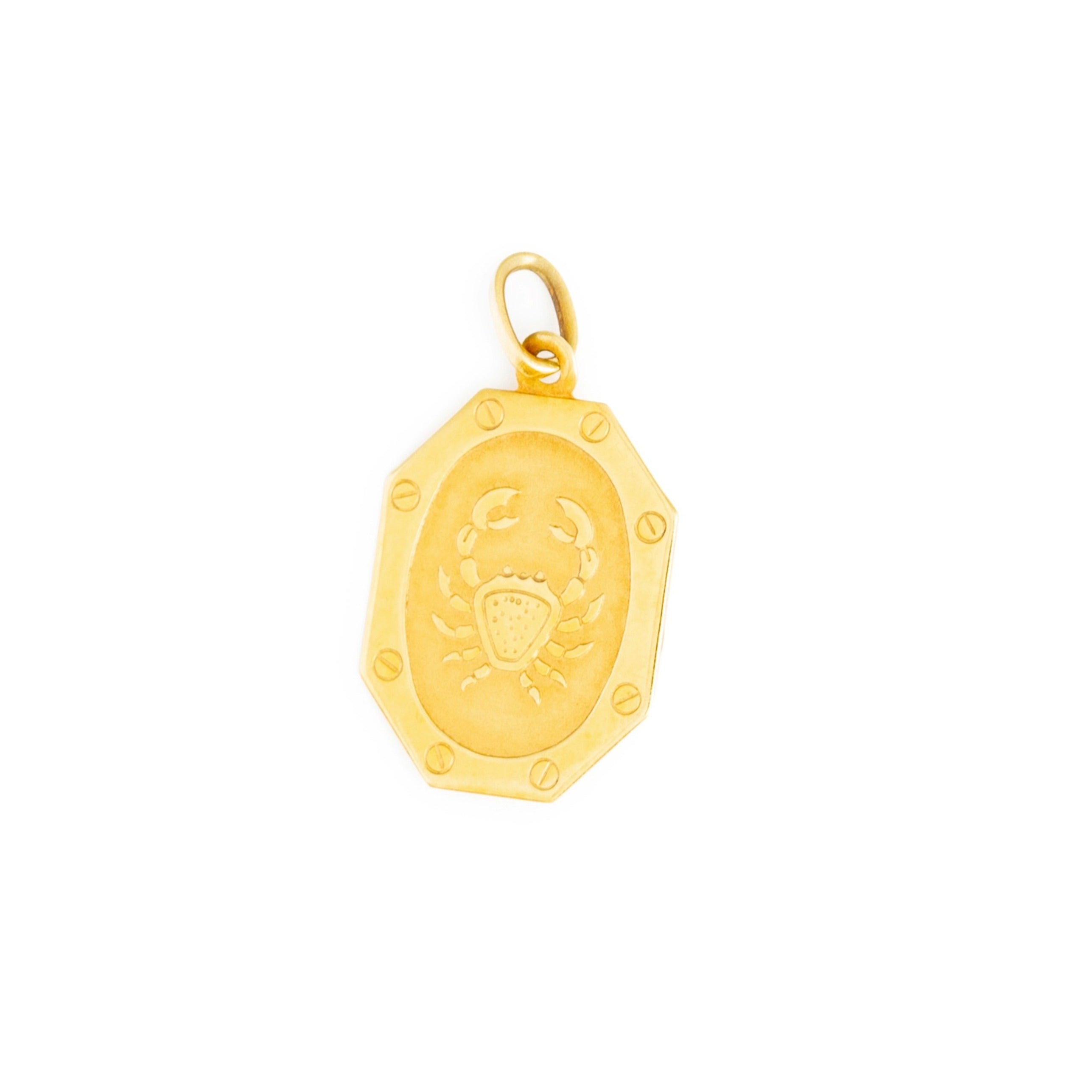 Cancer 14k Gold Octagonal Zodiac Charm