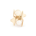 Sculptural Double Pearl and 14k Gold Ring