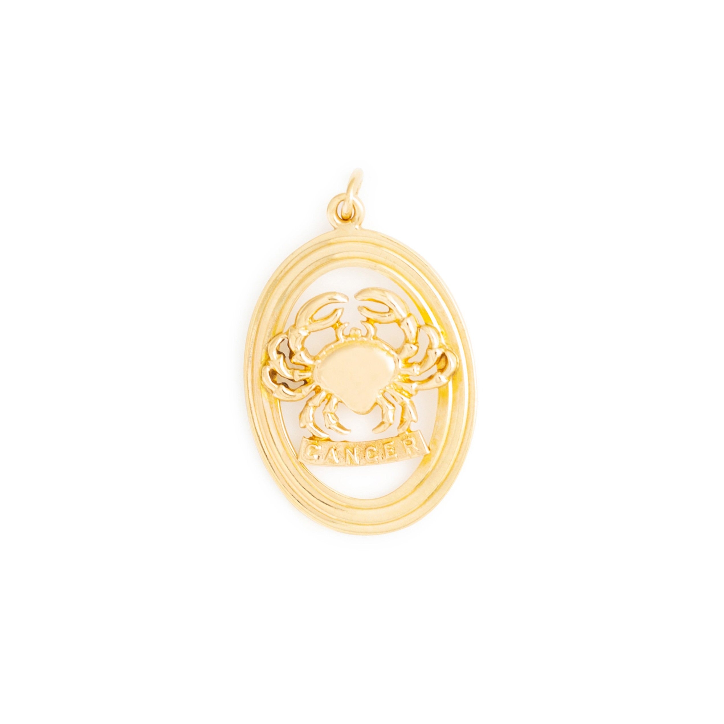 English Cancer 9K Gold Oval Zodiac Charm