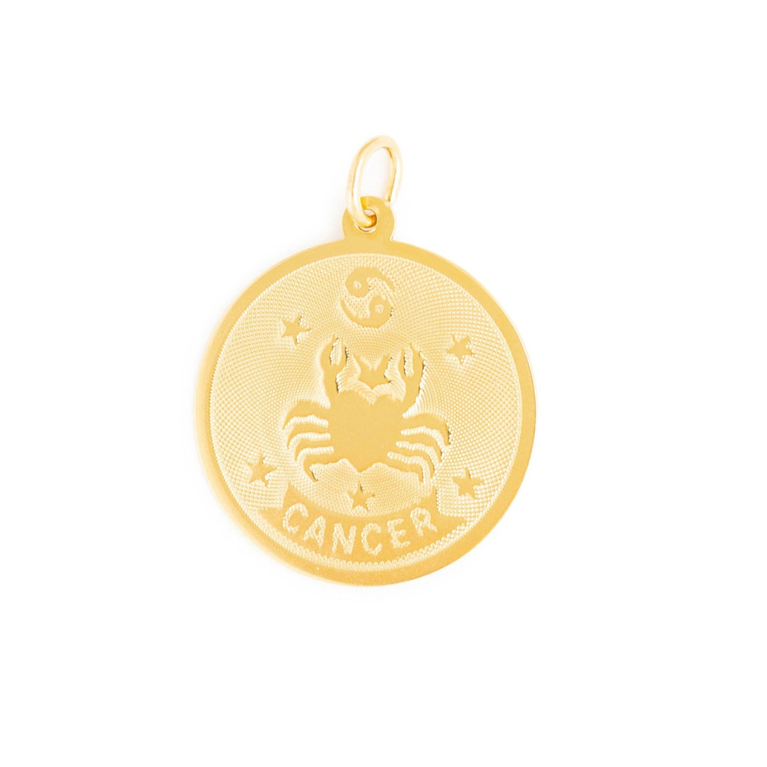 Cancer 14K Gold Disc Zodiac Charm
