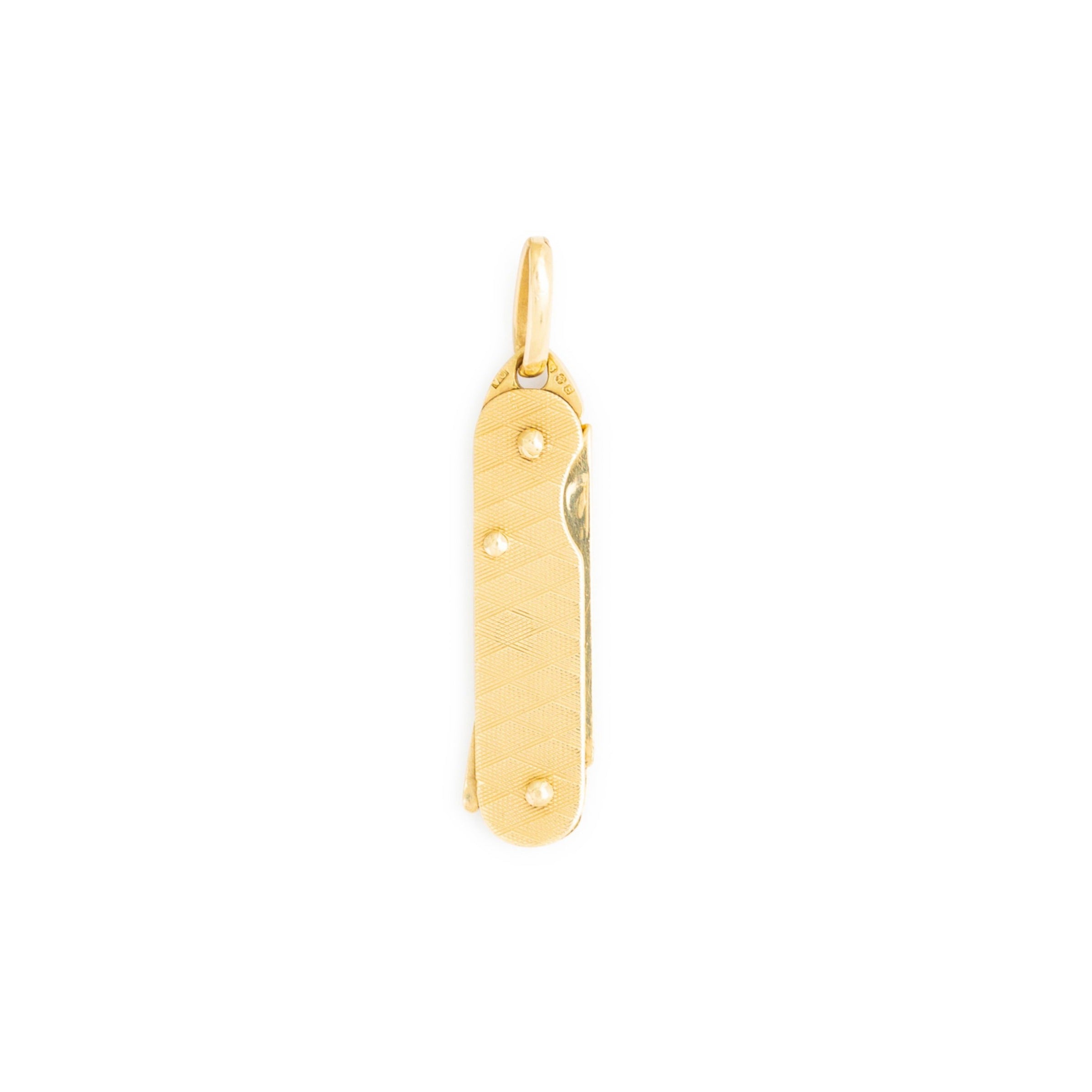 English Foldable Knife 9k Gold Charm
