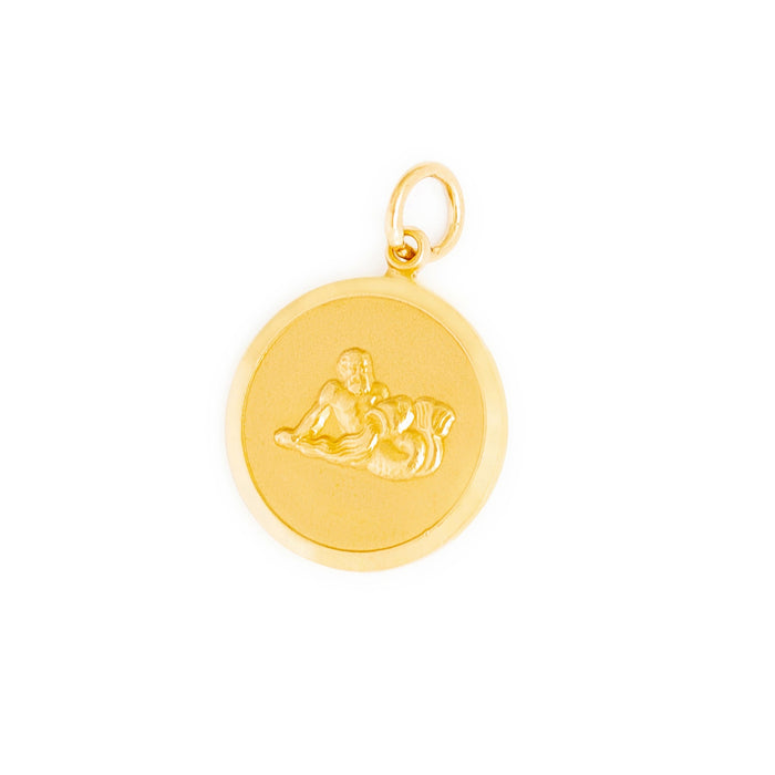 English Aquarius 9k Gold Disc Zodiac Charm