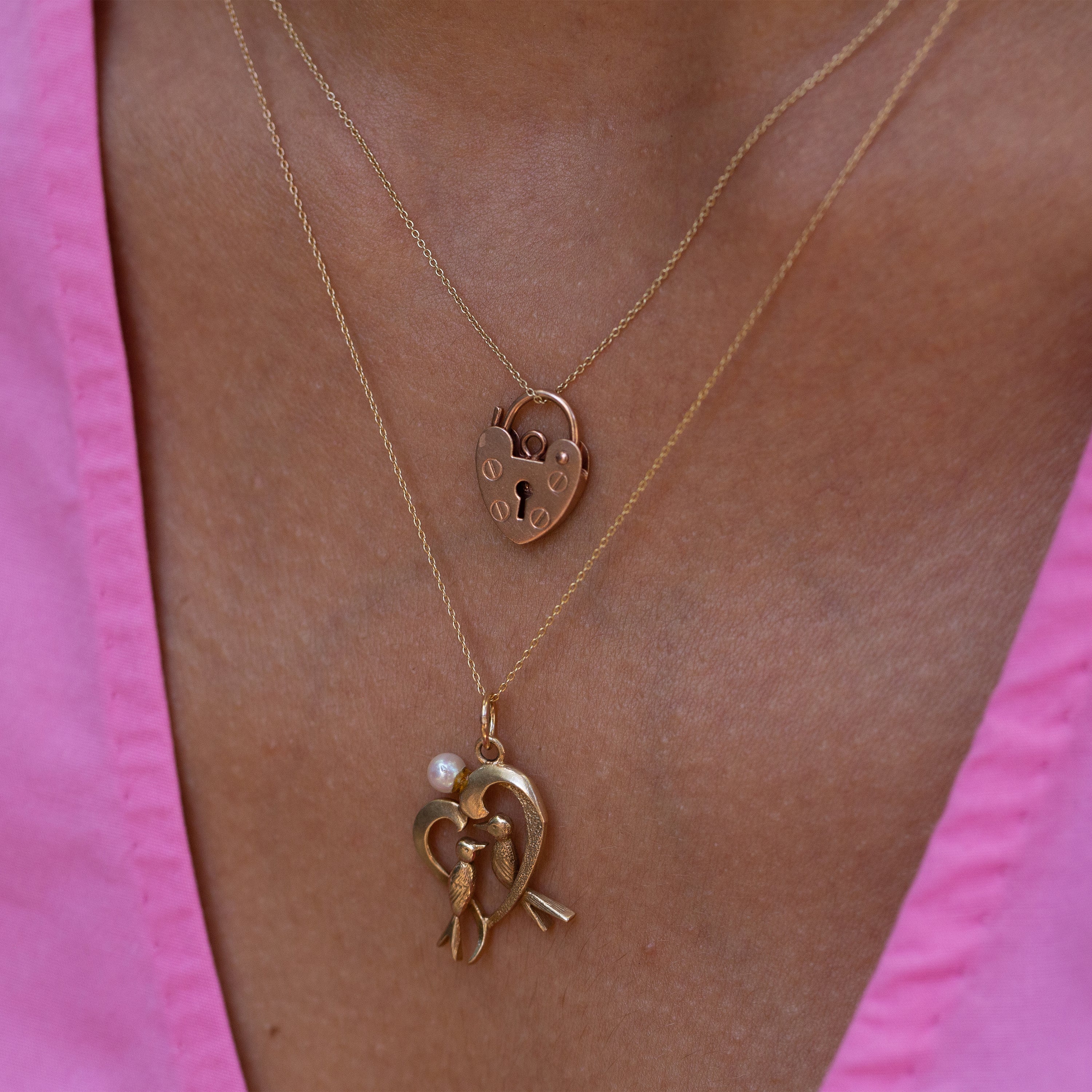 English Heart Padlock 9k Rose Gold Charm