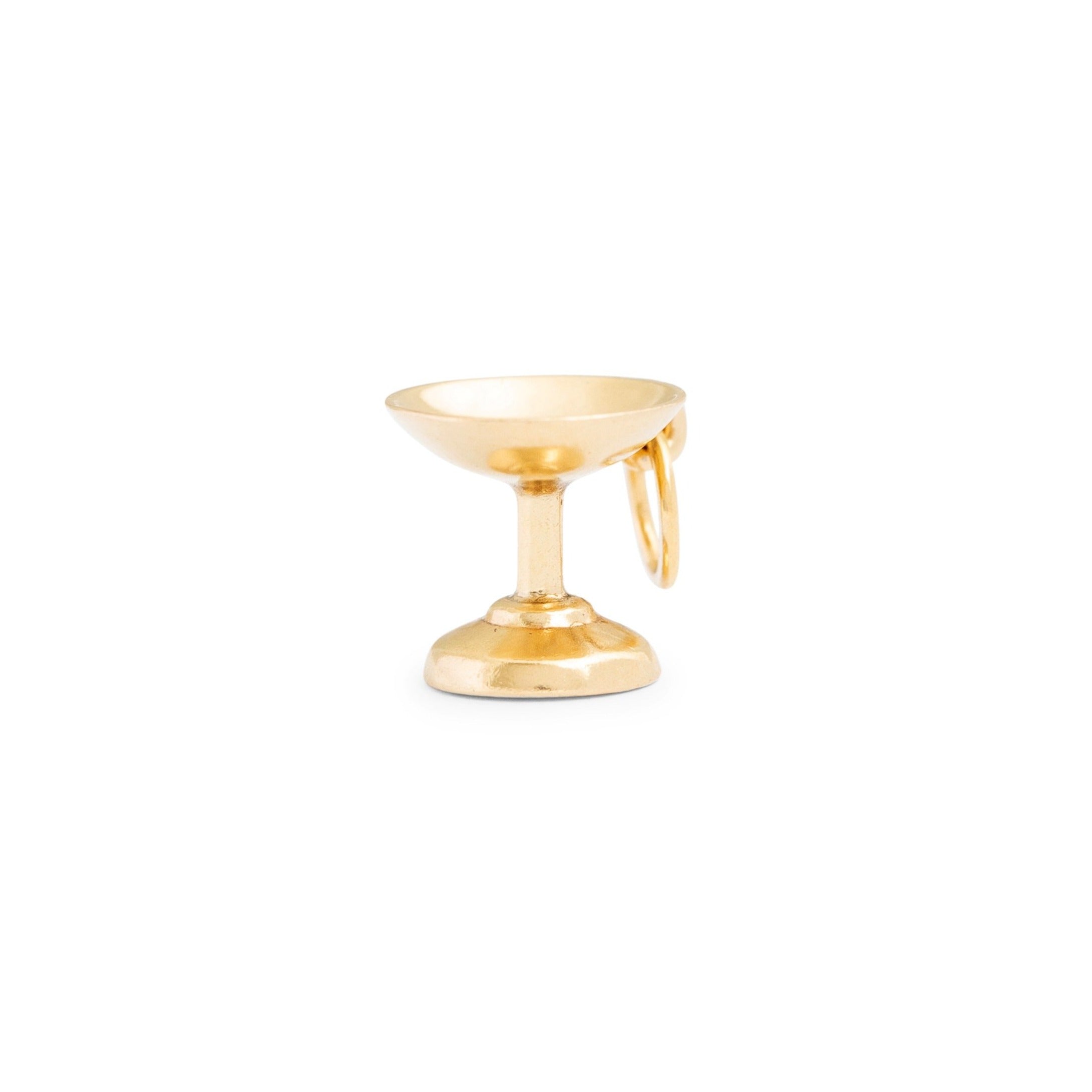 Champagne Coupe 14k Gold Charm