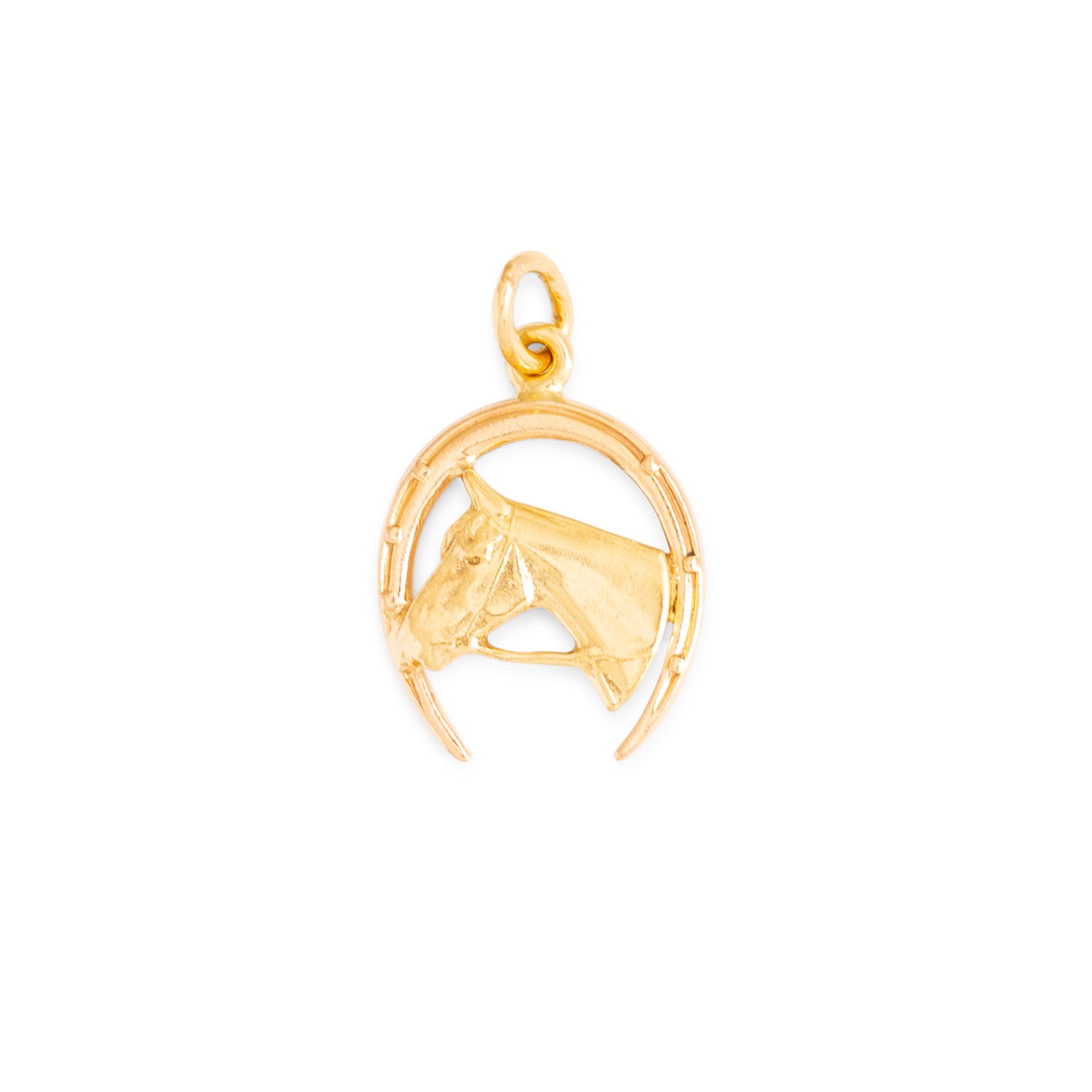 Bi-Color 14K Gold Horse and Horseshoe Charm