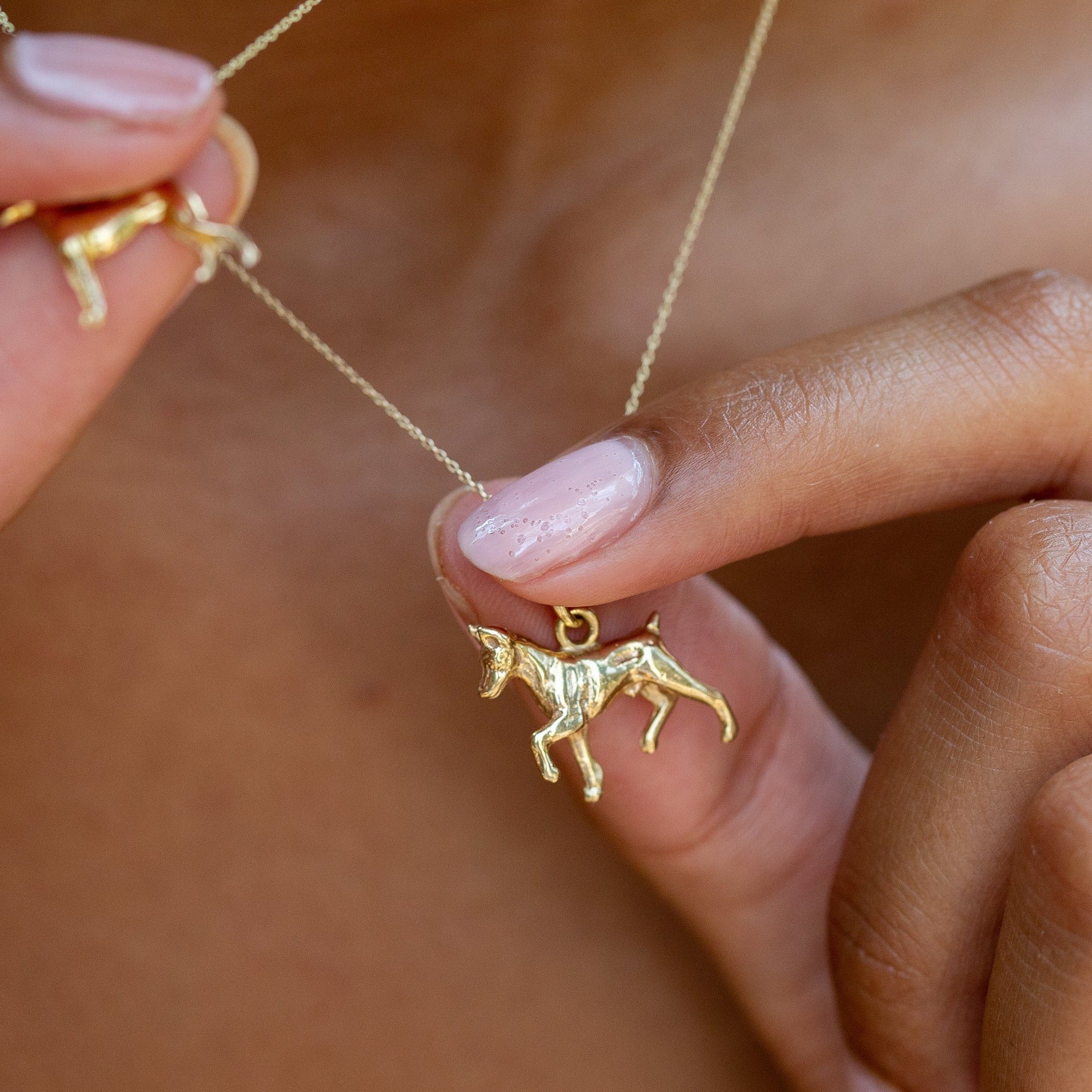 Trotting Doberman Pinscher 14K Gold Dog Charm