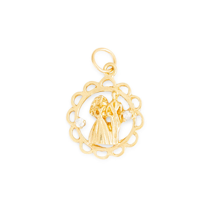 Bride and Groom Diamond and 10k Gold Charm