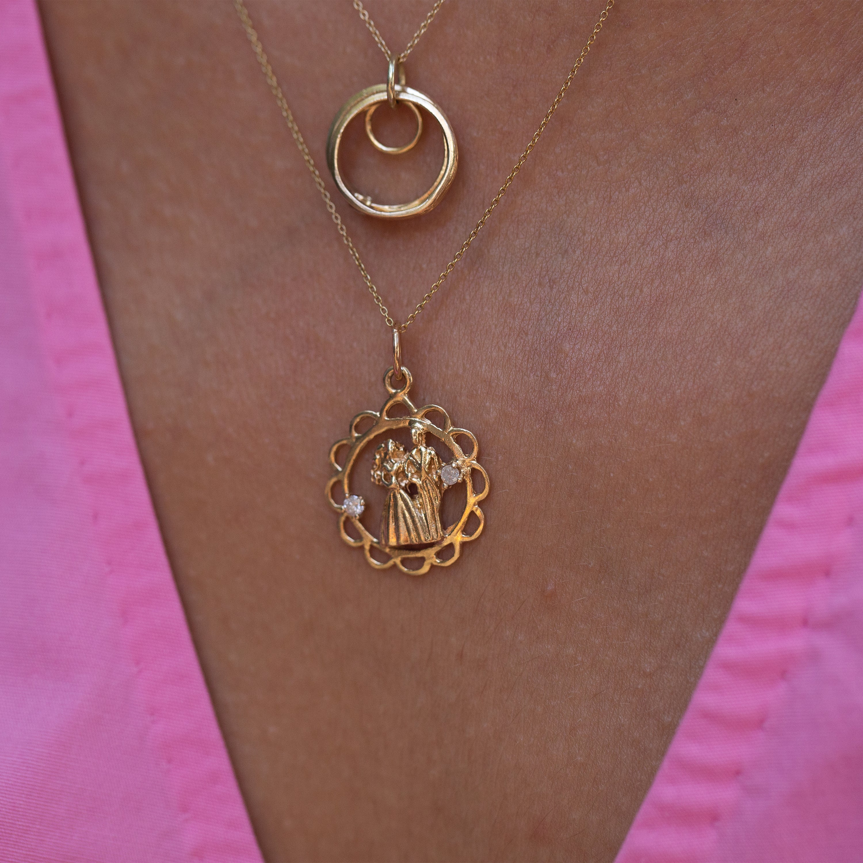 Bride and Groom Diamond and 10k Gold Charm