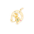 Rainbow Good Luck Horseshoe 10k Gold Charm
