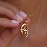 Lover's on a Crescent Moon 10k Gold Charm