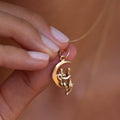 Lover's on a Crescent Moon 10k Gold Charm