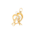 Love Birds 12k Gold and Pearl Heart Charm