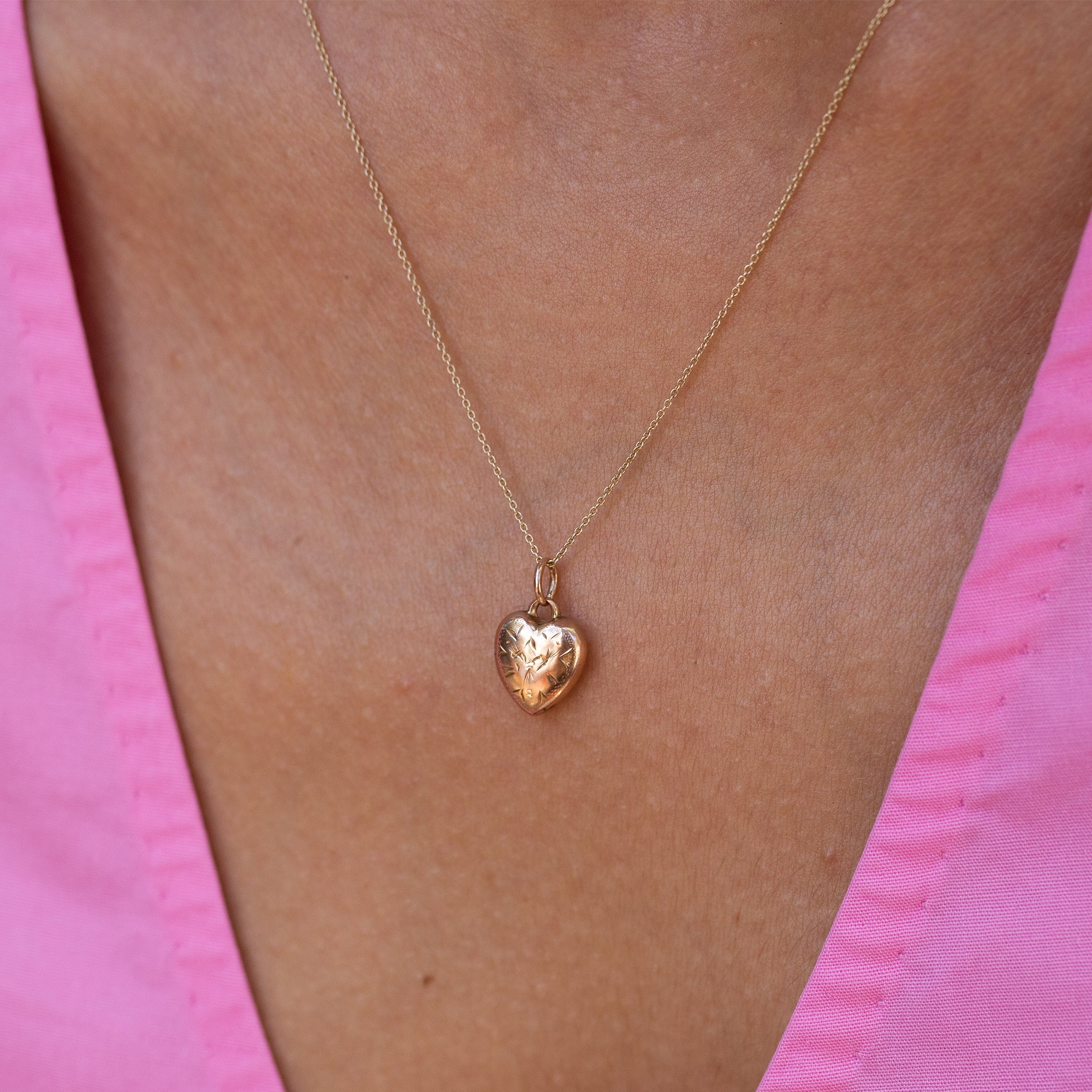 English 9k Rose Gold Engraved Heart Charm