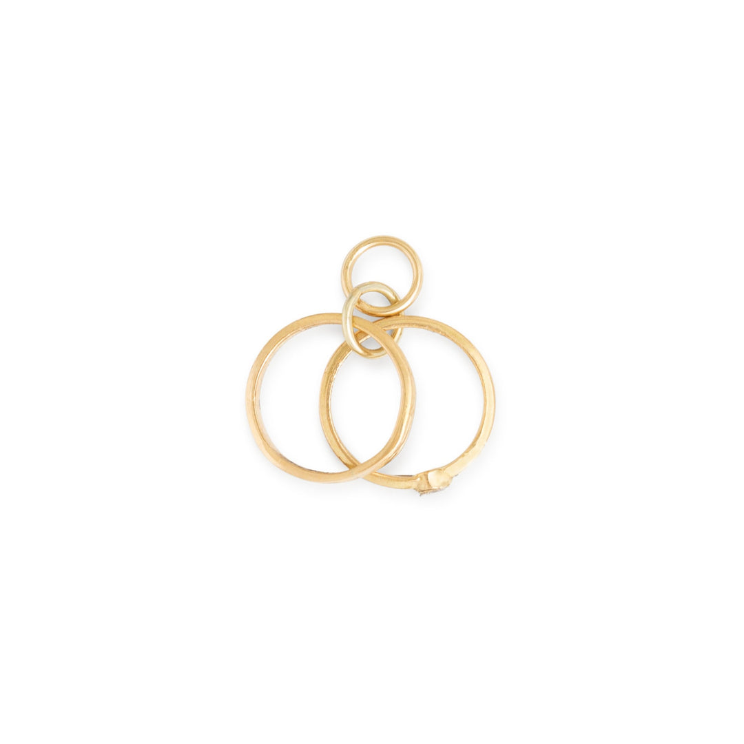 Wedding Ring Set Diamond and 14k Gold Charm