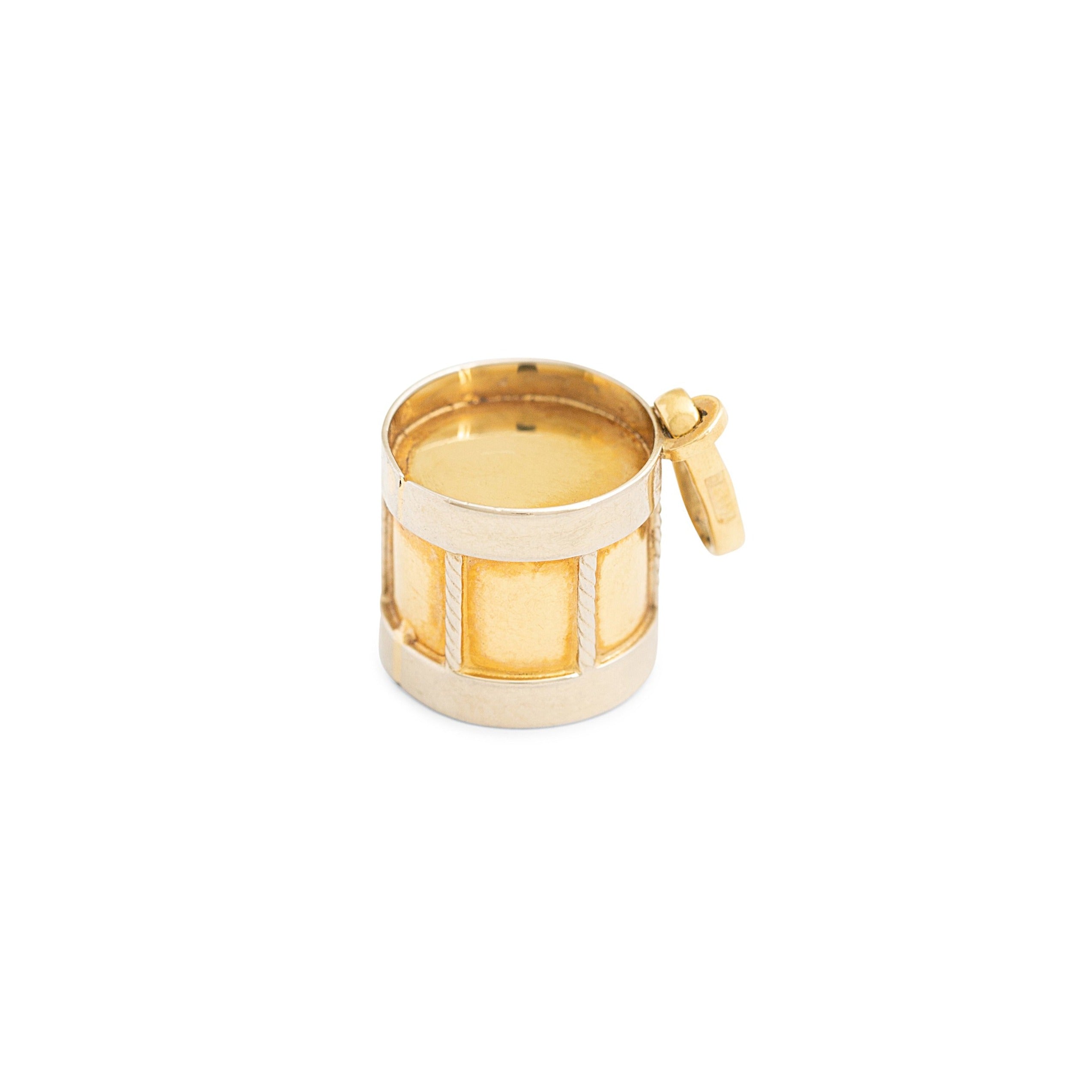 Italian Drum Bi-Color 18K Gold Charm