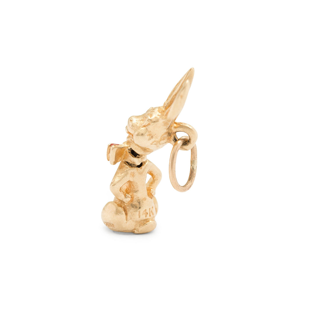 Movable Bunny 14k Gold and Enamel Charm