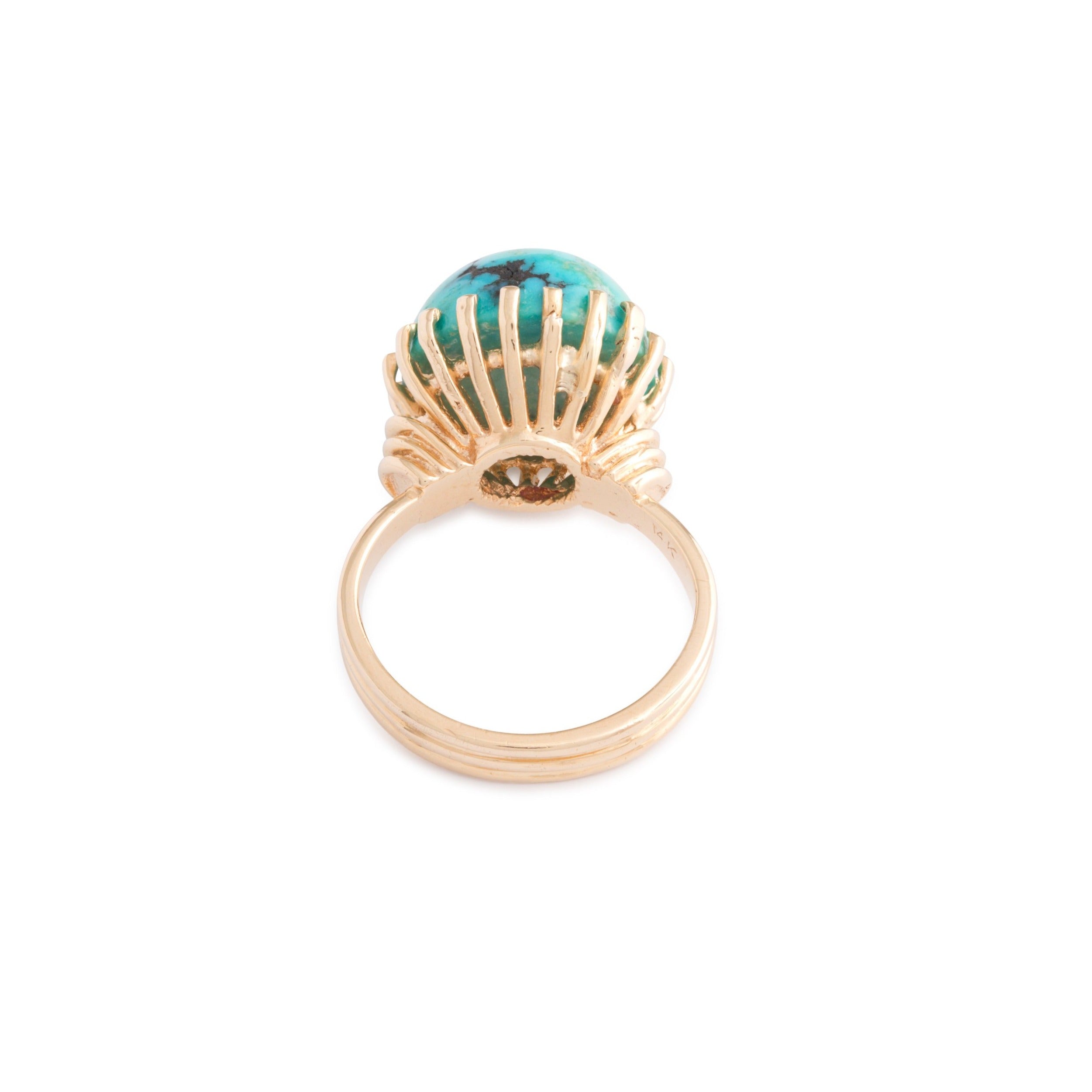 African Turquoise and 14k Gold Ring