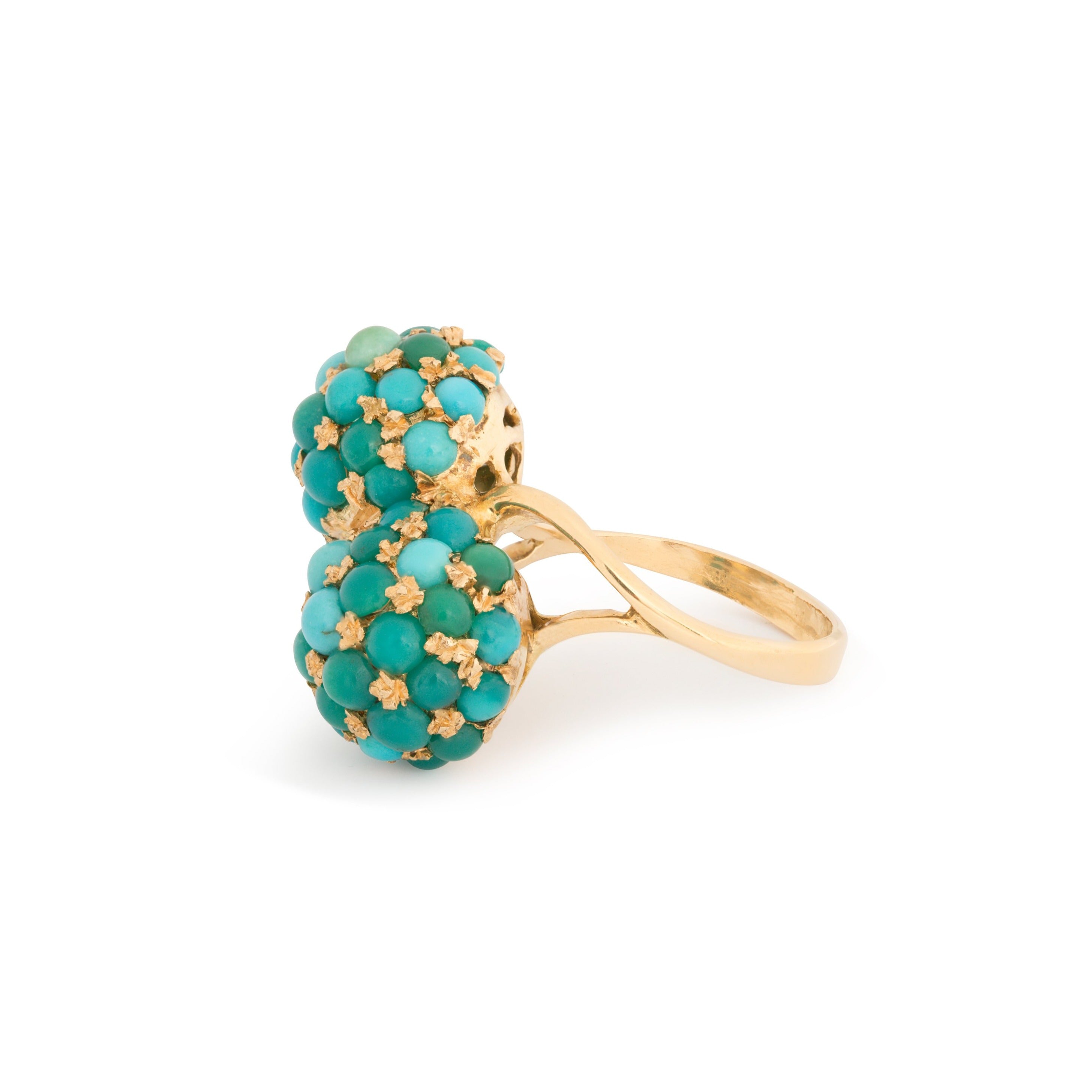 Pavé Turquoise and 18k Gold Bypass Ring