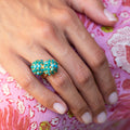 Pavé Turquoise and 18k Gold Bypass Ring