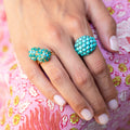Pavé Turquoise and 18k Gold Bypass Ring