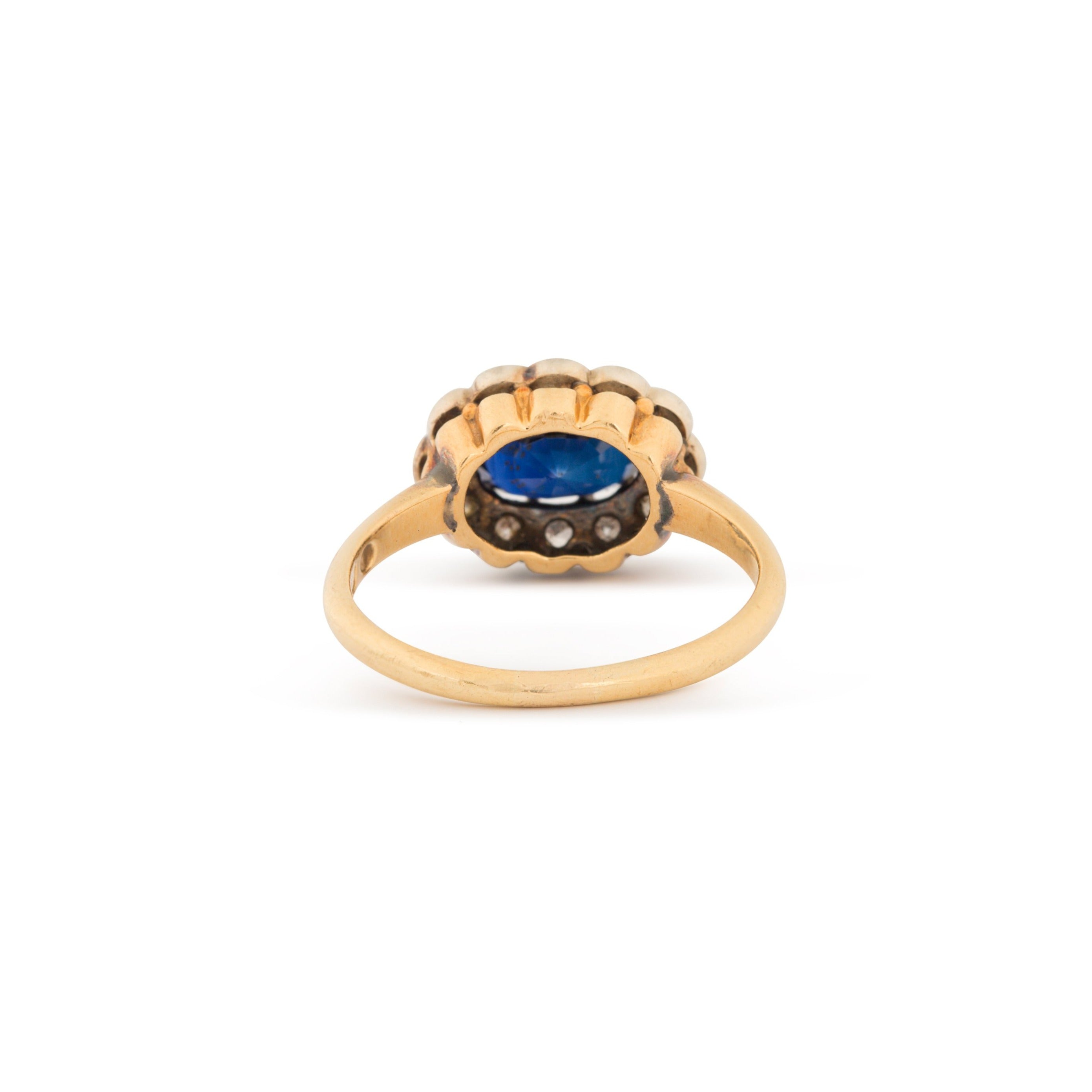 Sapphire and Diamond 18k Gold Cluster Ring