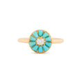 French Diamond and Turquoise Cluster 18k Gold Ring