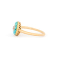 French Diamond and Turquoise Cluster 18k Gold Ring