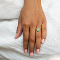 French Diamond and Turquoise Cluster 18k Gold Ring