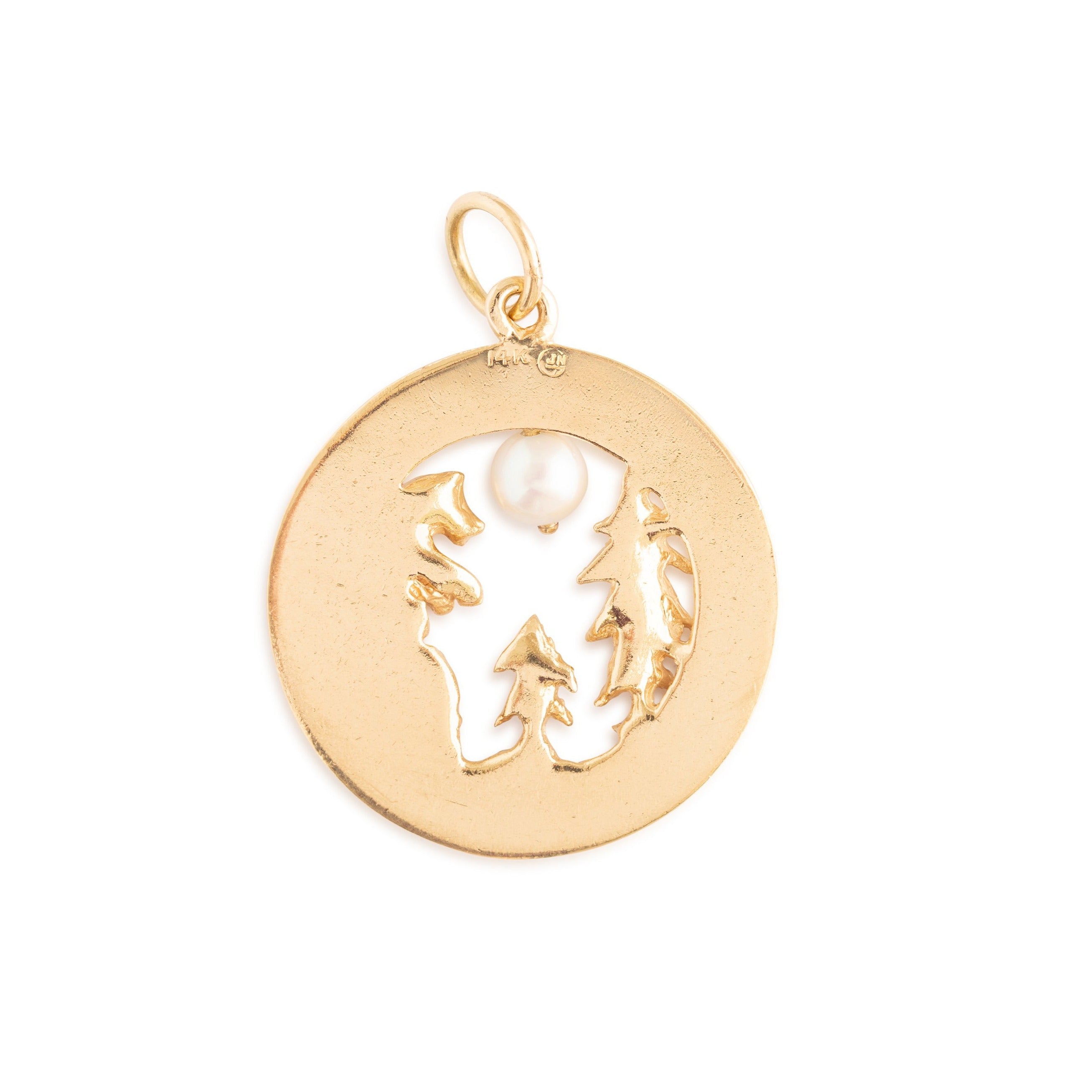 Large Pearl and 14K Gold "California" Charm
