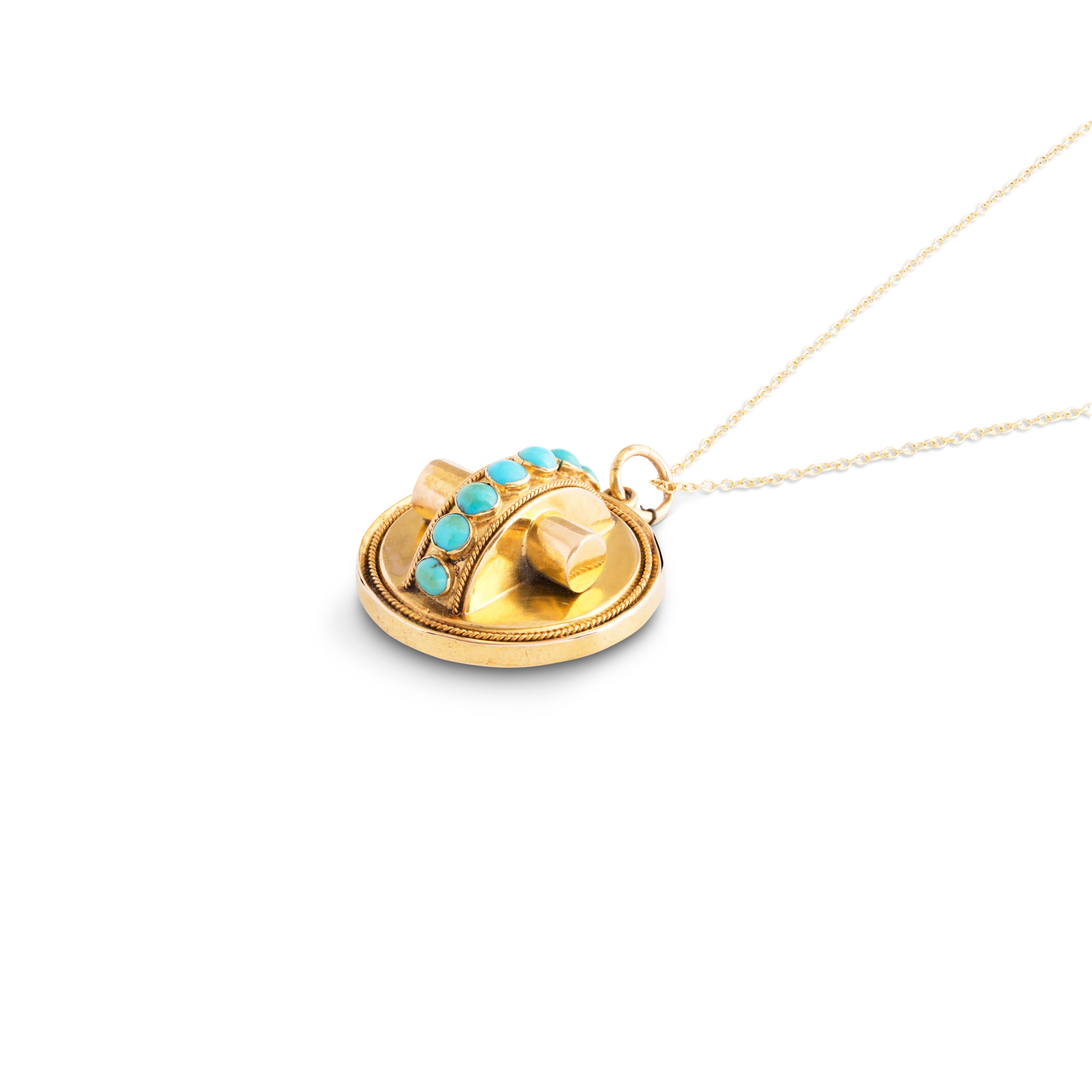 Victorian Turquoise and 14k Gold Open Back Locket