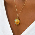 Victorian Turquoise and 14k Gold Open Back Locket