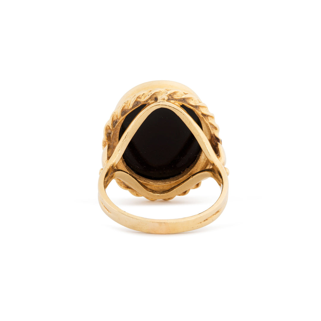 Large Onyx and 14k Gold Ring