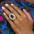 Victorian Garnet and Pearl Cluster 14k Gold Ring