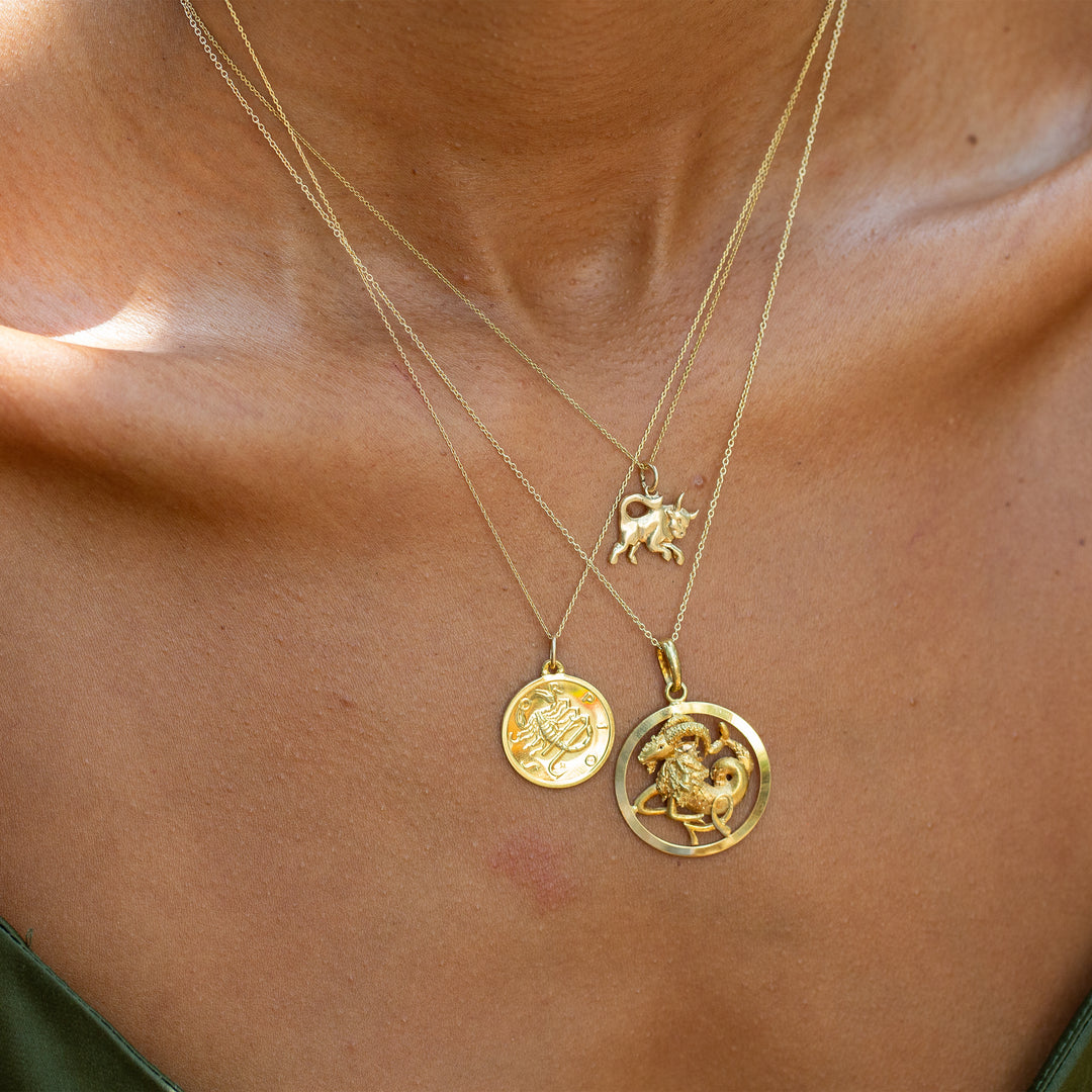 Belgian Capricorn 14k Gold Zodiac Charm Pendant