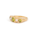English Victorian Peridot, Pearl, and Diamond 14k Gold Ring