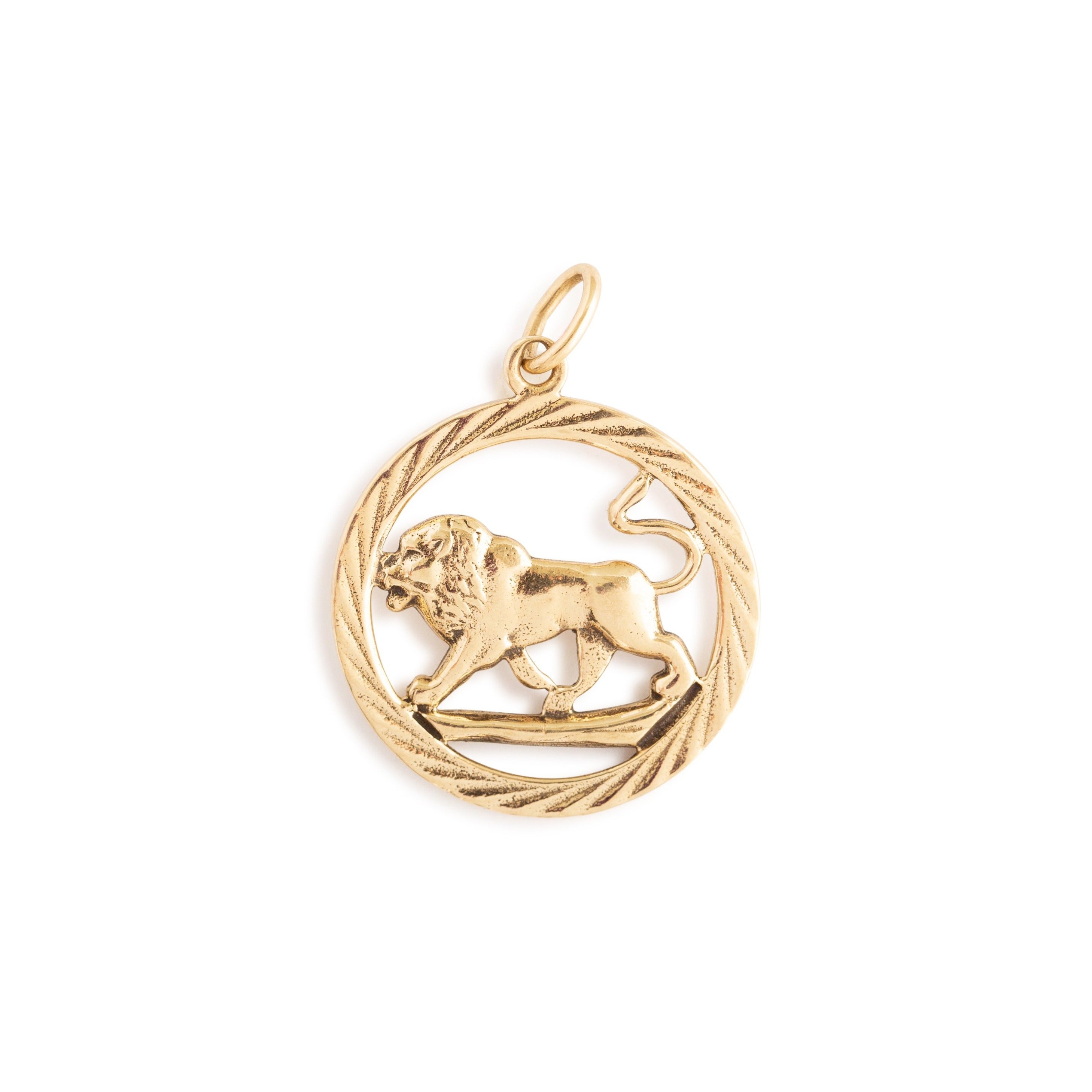 Vintage Leo 10k Gold Zodiac Charm | Fußkettchen