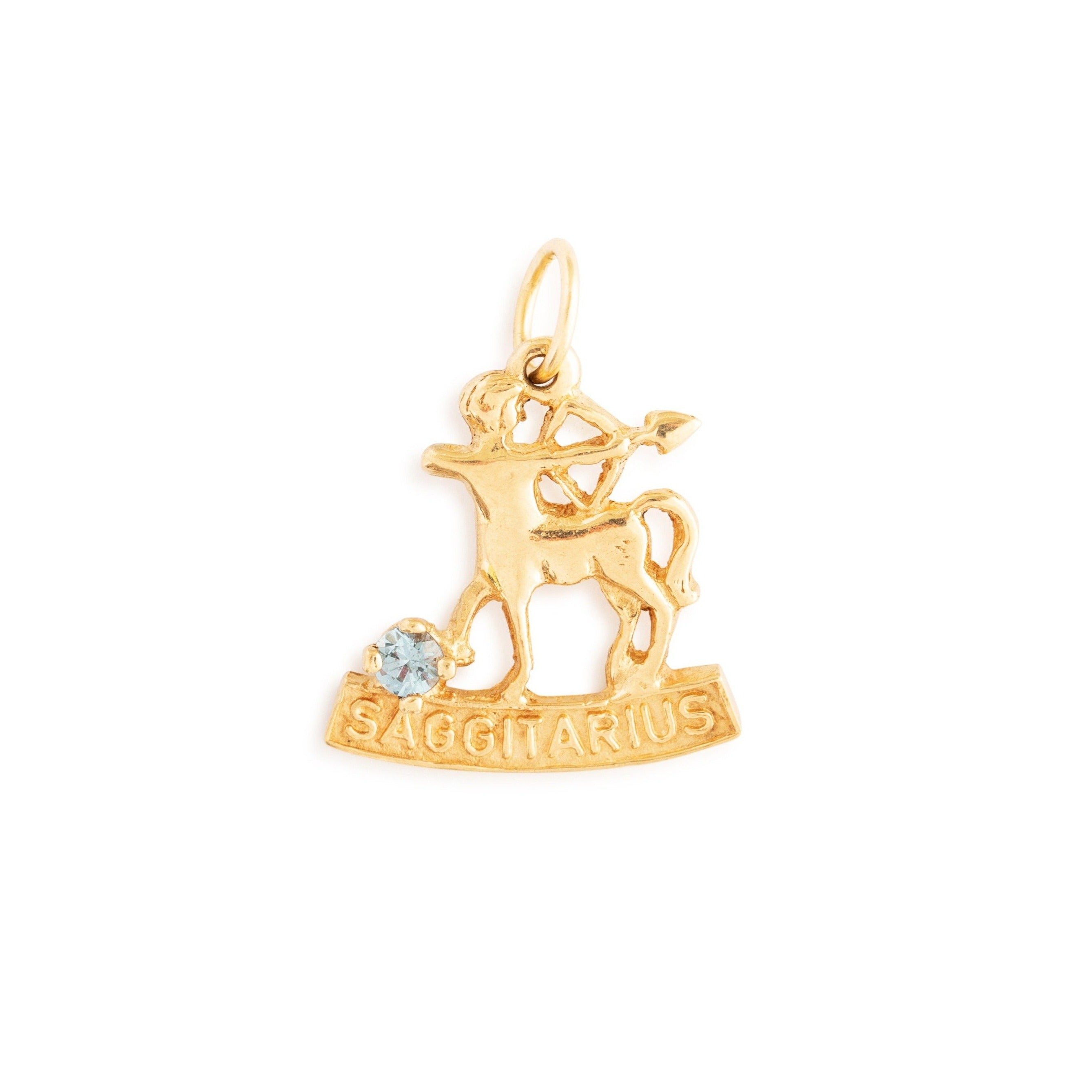 Vintage Sagittarius Figure 10k Gold and Topaz Zodiac Charm