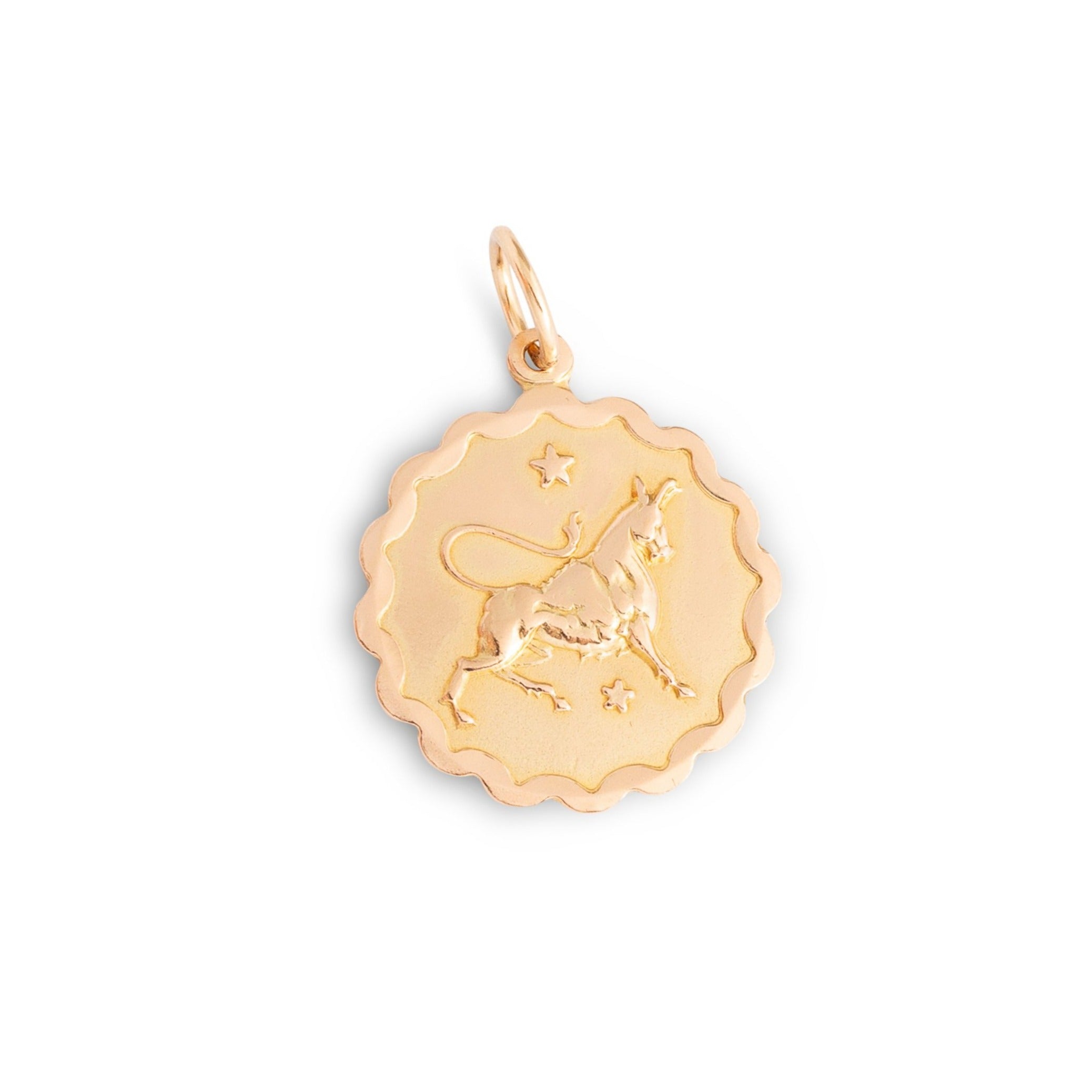 Taurus 9k Gold Scalloped Zodiac Charm