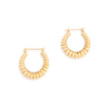 Ribbed 14k Gold Hoop Earrings