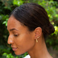 Ribbed 14k Gold Hoop Earrings