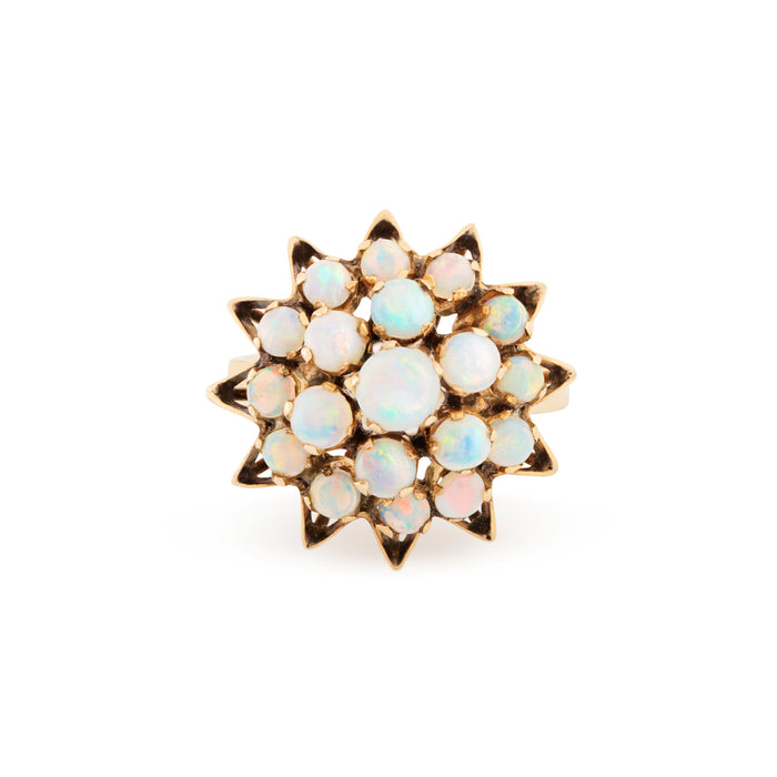 Opal Tiered Cluster and 12k Gold Ring