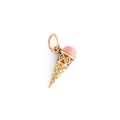 Ice Cream Cone 14K Gold and Enamel Charm
